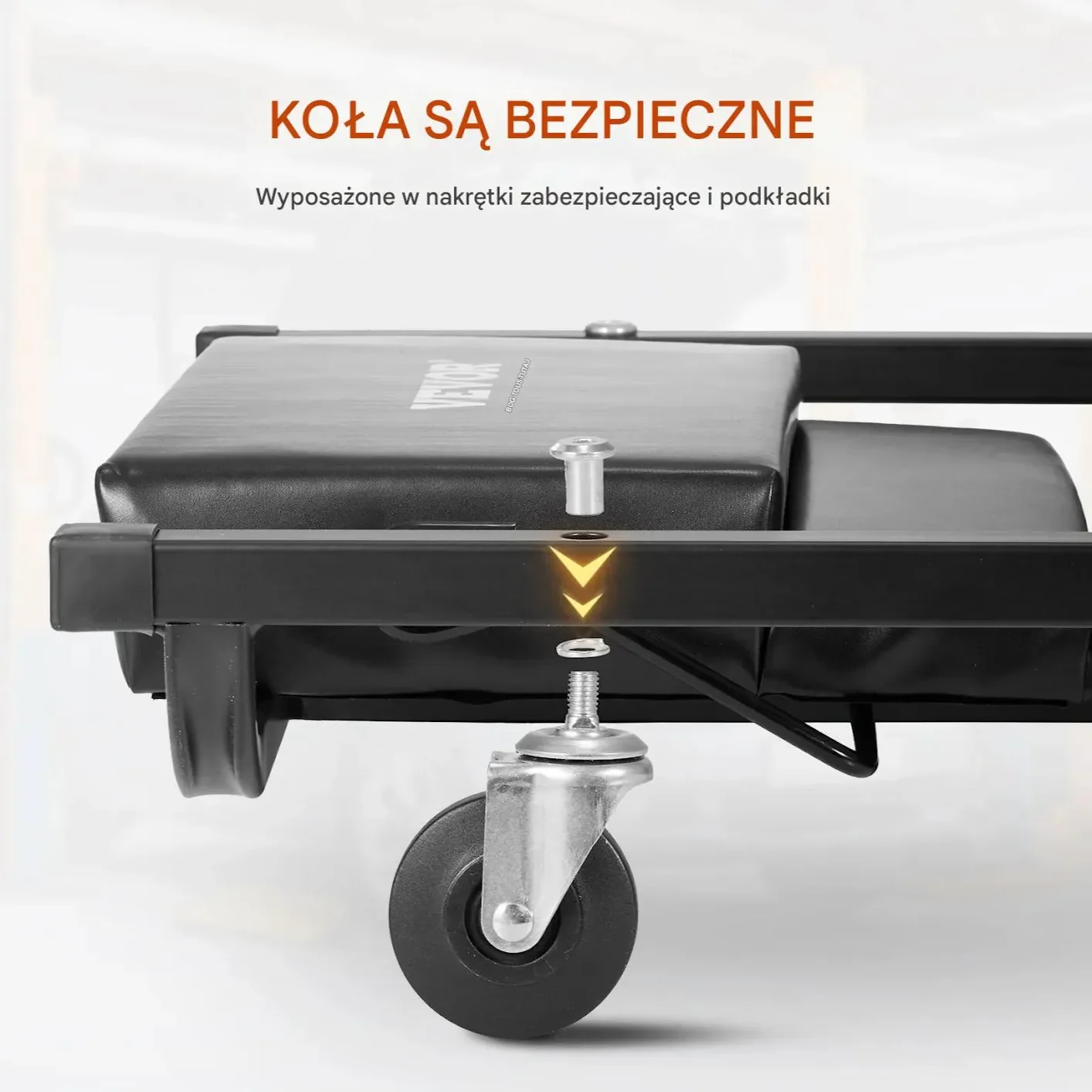 Leżanka warsztatowa 1016mm stalowa niska na kółkach regulowany zagłowek - obrazek 6