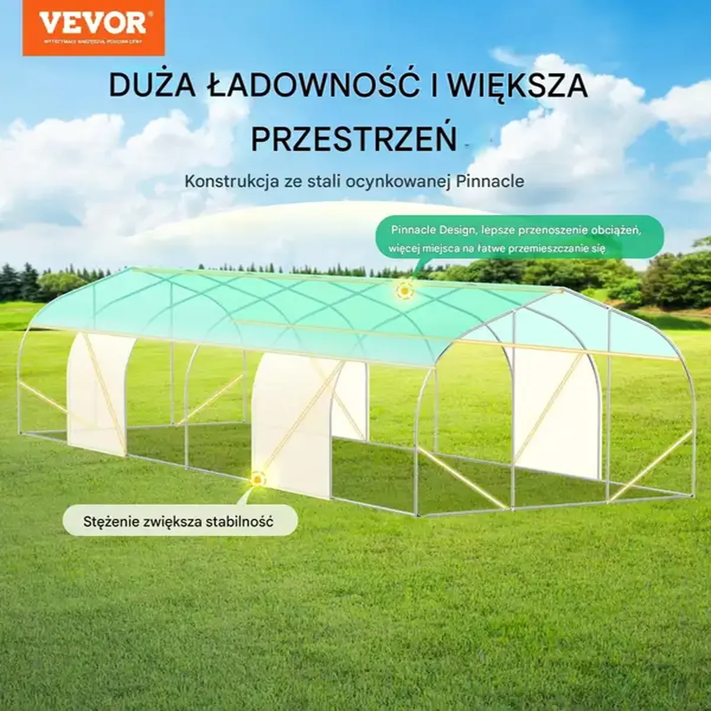 Tunel foliowy ogrodowy szklarnia 27m2 9x3x2 m - obrazek 3