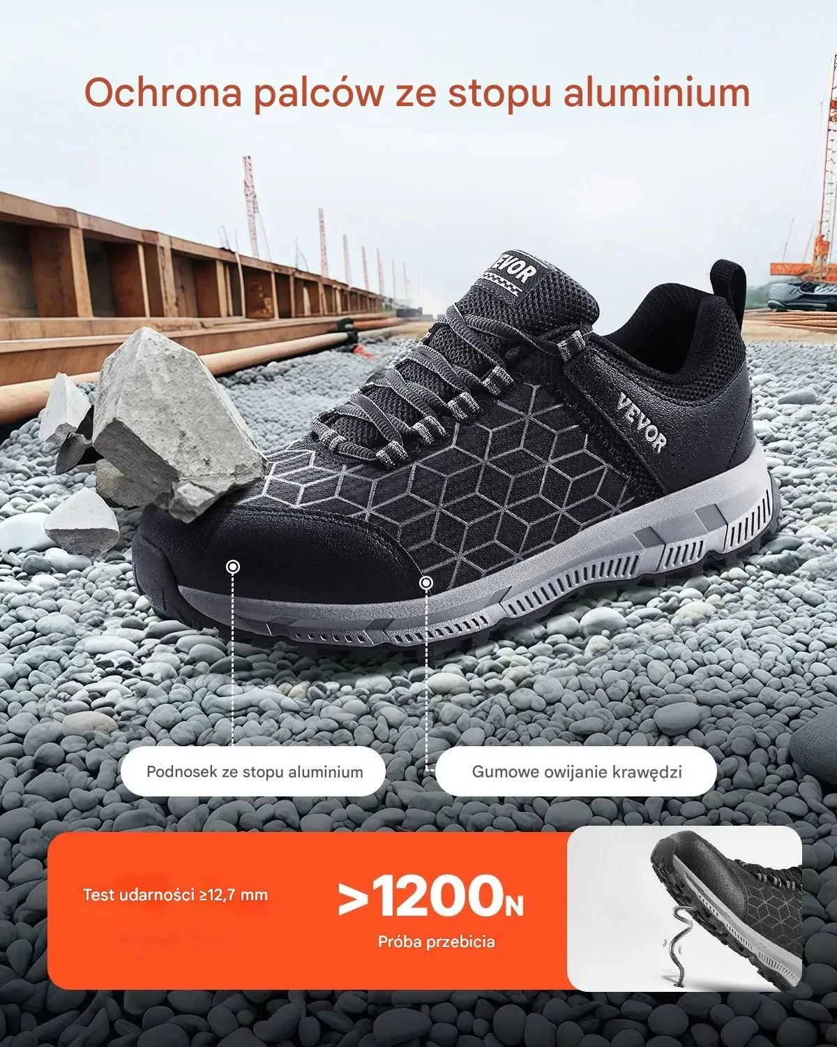 Buty robocze męskie rozmiar 41,5 nieprzemakalne czarne