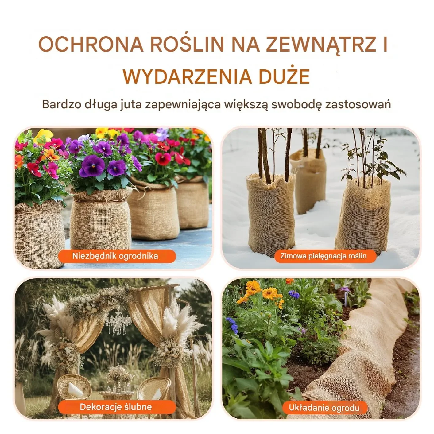 Naturalna Tkanina Jutowa 1016 mm x 22,86 m do Rękodzieła i Ochrony Roślin - obrazek 4