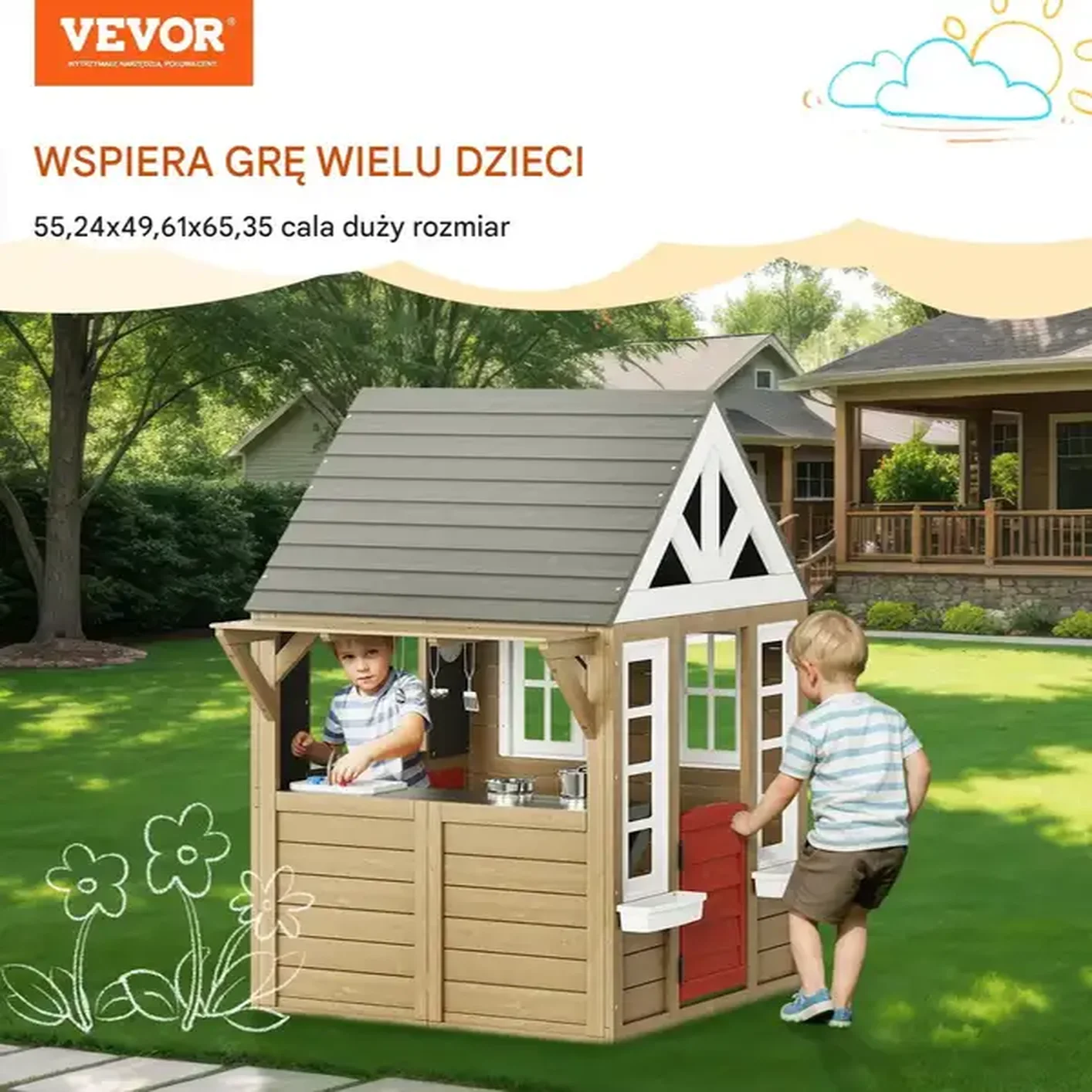 PLAC ZABAW Domek dla dzieci ogrodowy drewniany - obrazek 3