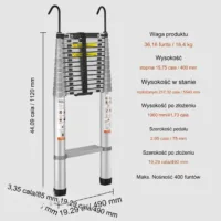Drabina teleskopowa aluminiowa 5,6m składana wielofunkcyjna przenośna