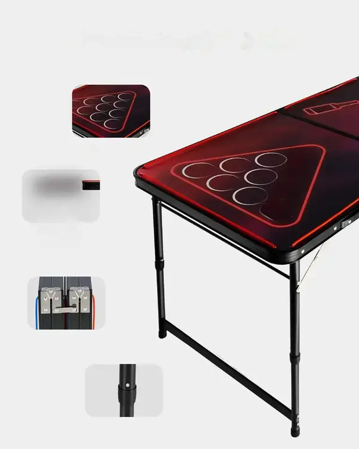 Stół do beer ponga z regulacją wysokości składany gra towarzyska 2,4m + LED - obrazek 5