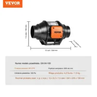 Wentylator kanałowy 102mm wyciągowy z regulacją prędkości HVAC AC