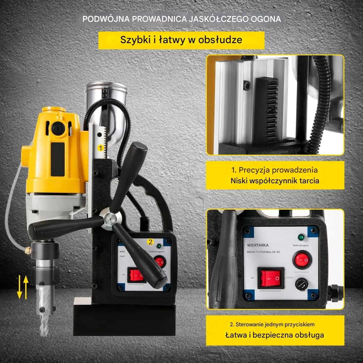 Wiertarka magnetyczna 1100W + zestaw 11 wierteł magnetycznych 1100W - obrazek 5