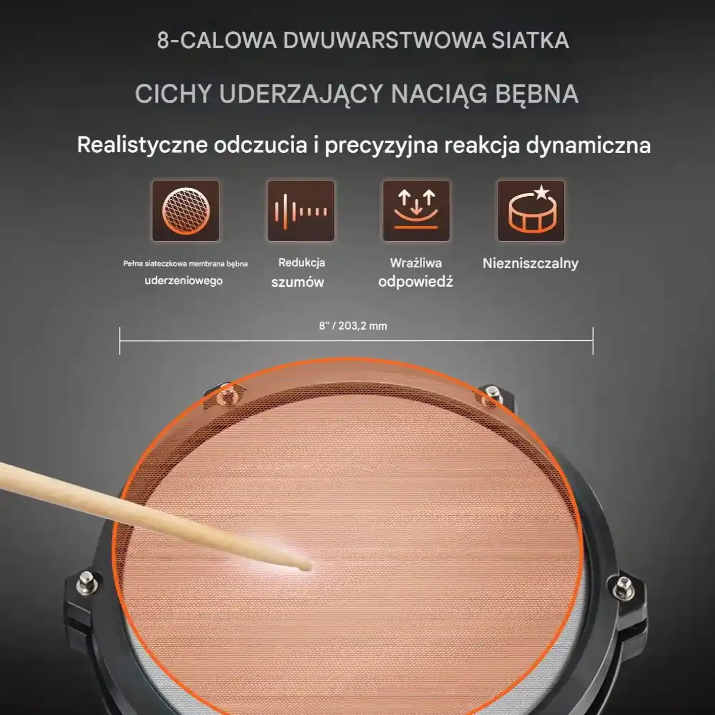 Perkusja elektroniczna 15 zestawów 150 dźwięków USB MIDI cicha dorośli - obrazek 5