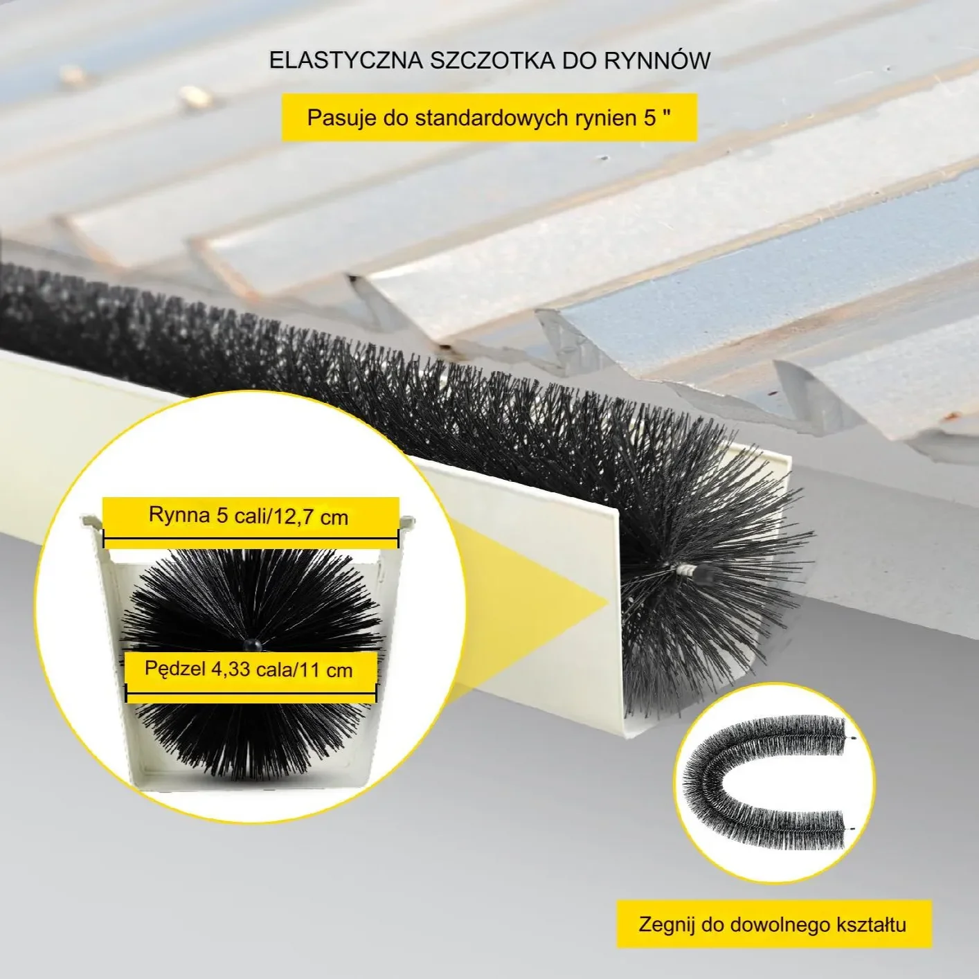 Szczotka do rynien 9m x 11cm śred. – druciana osłona przed liśćmi - obrazek 5