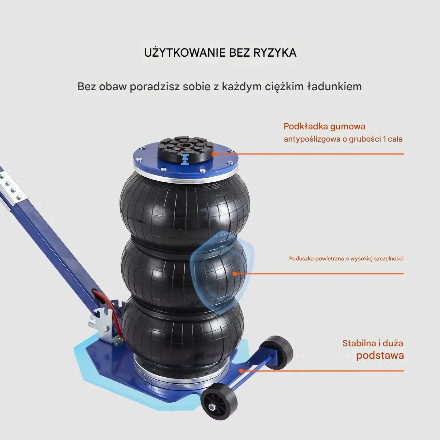 Podnośnik Pneumatyczny Niebieski 3T 140 - 450 mm - obrazek 2