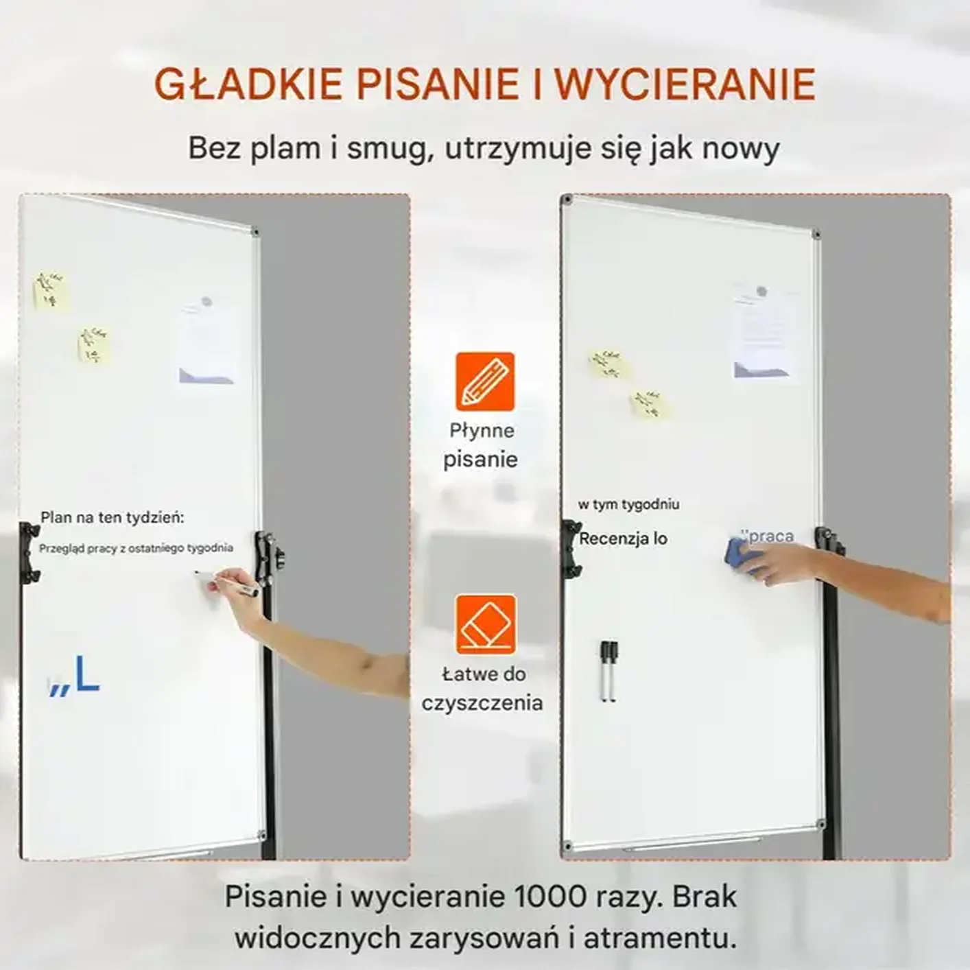 Tablica magnetyczna suchościeralna 60x120 dwustronna mobilna na kółkach - obrazek 4