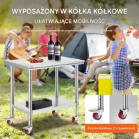 Stół roboczy nierdzewny blat gastronomiczny 90x60 cm