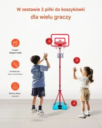 Kosz do Koszykówki dla Dzieci z Regulacją Wysokości – 1040-1900 mm