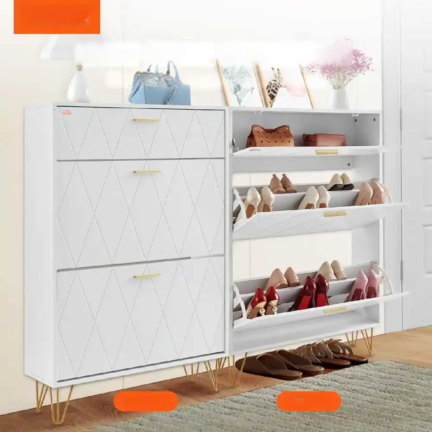 Szafka na buty otwierana uchylna komoda biała pojemna 80 cm - obrazek 6