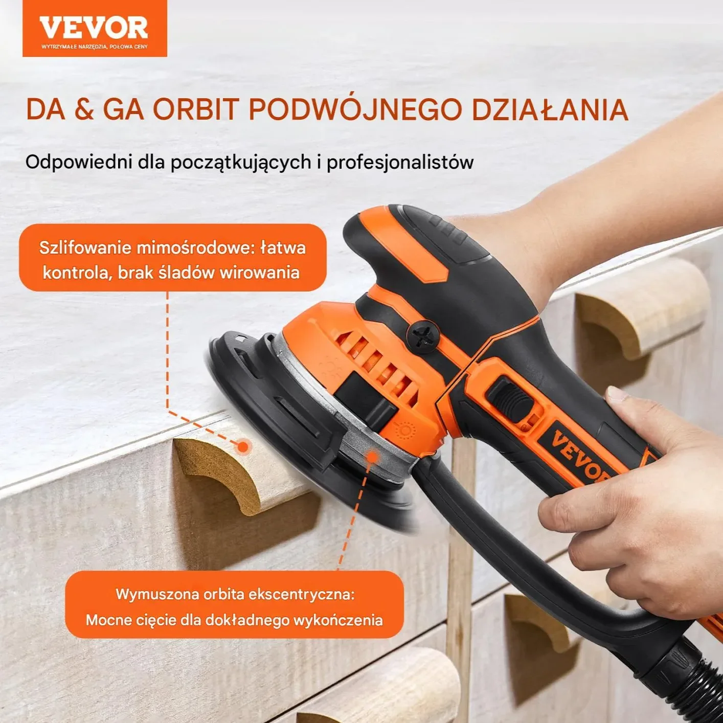 Szlifierka Mimośrodowa 150 mm 6 Biegów, 10 Papierów Ściernych - obrazek 6