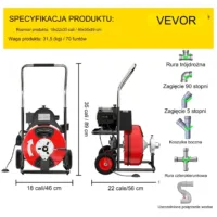Przepychacz rur usuwanie zatorów przetykacz  370 W 23 m