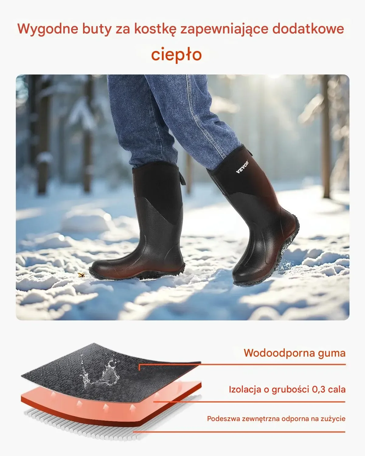 Kalosze buty robocze męskie neoprenowe rozmiar 45 nieprzemakalne do pracy - obrazek 3