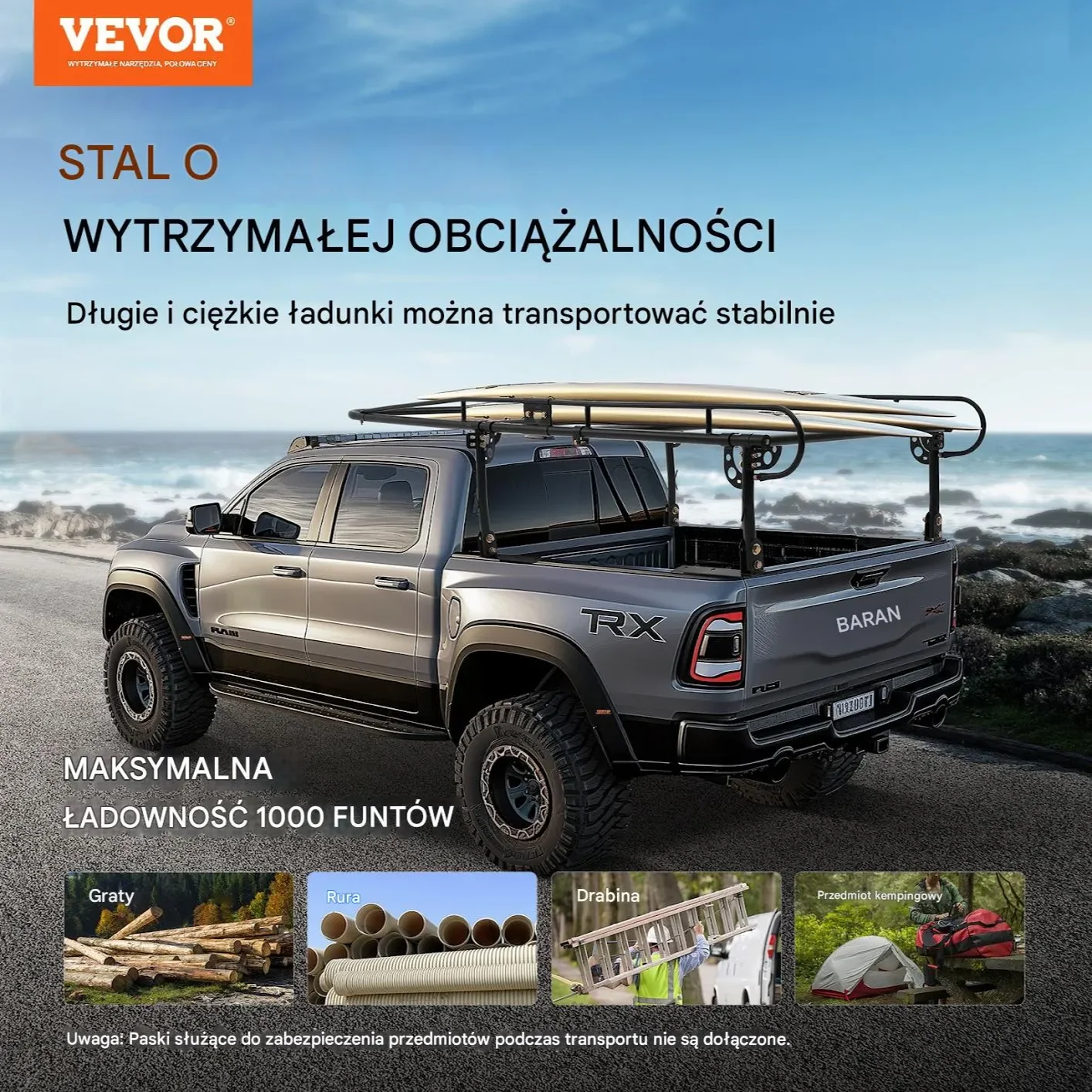 Bagażnik Dachowy Do Pickupa Profesjonalny – Udźwig 454 kg - obrazek 3