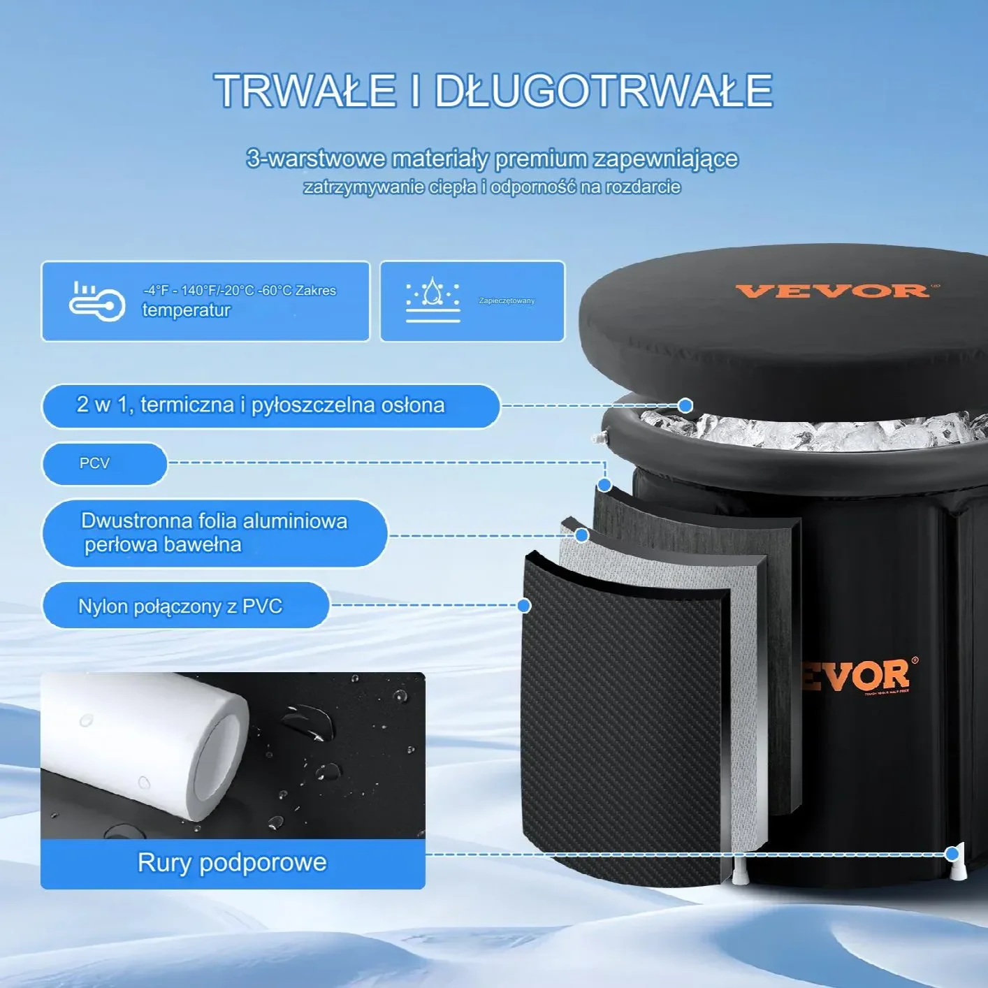 Wanna Bala do Kąpieli Lodowej Krioterapii Nadmuchiwana – 330 L - obrazek 2