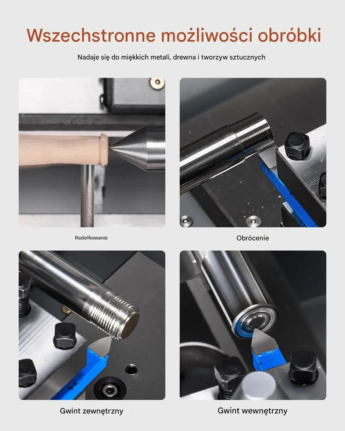 Tokarka do metalu 21x37 cm 550W regulacja obrotów 0-2500 RPM stołowa - obrazek 3