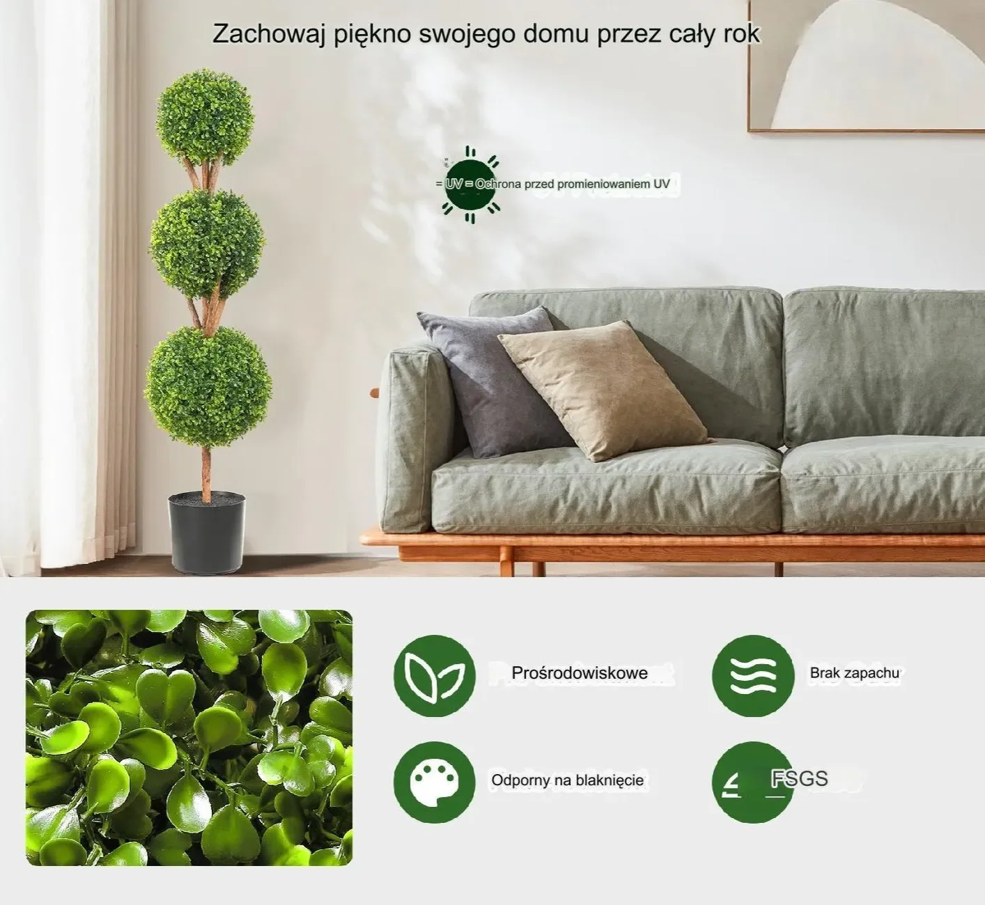 Sztuczne drzewka topiary 4 szt 120 cm dekoracja wnętrz i ogrodu - obrazek 2