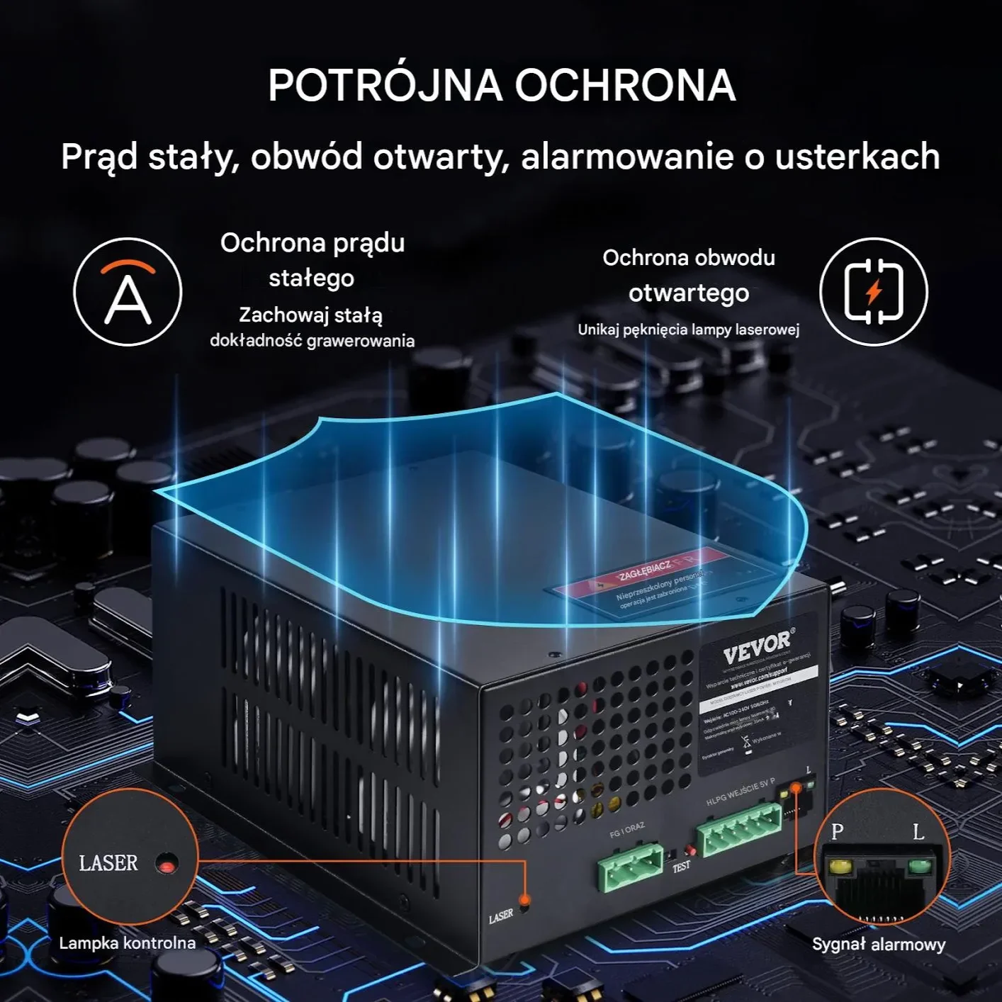 Zasilacz CO2 do Tub Laserowych 80W do Grawerek i Cutterów - obrazek 3