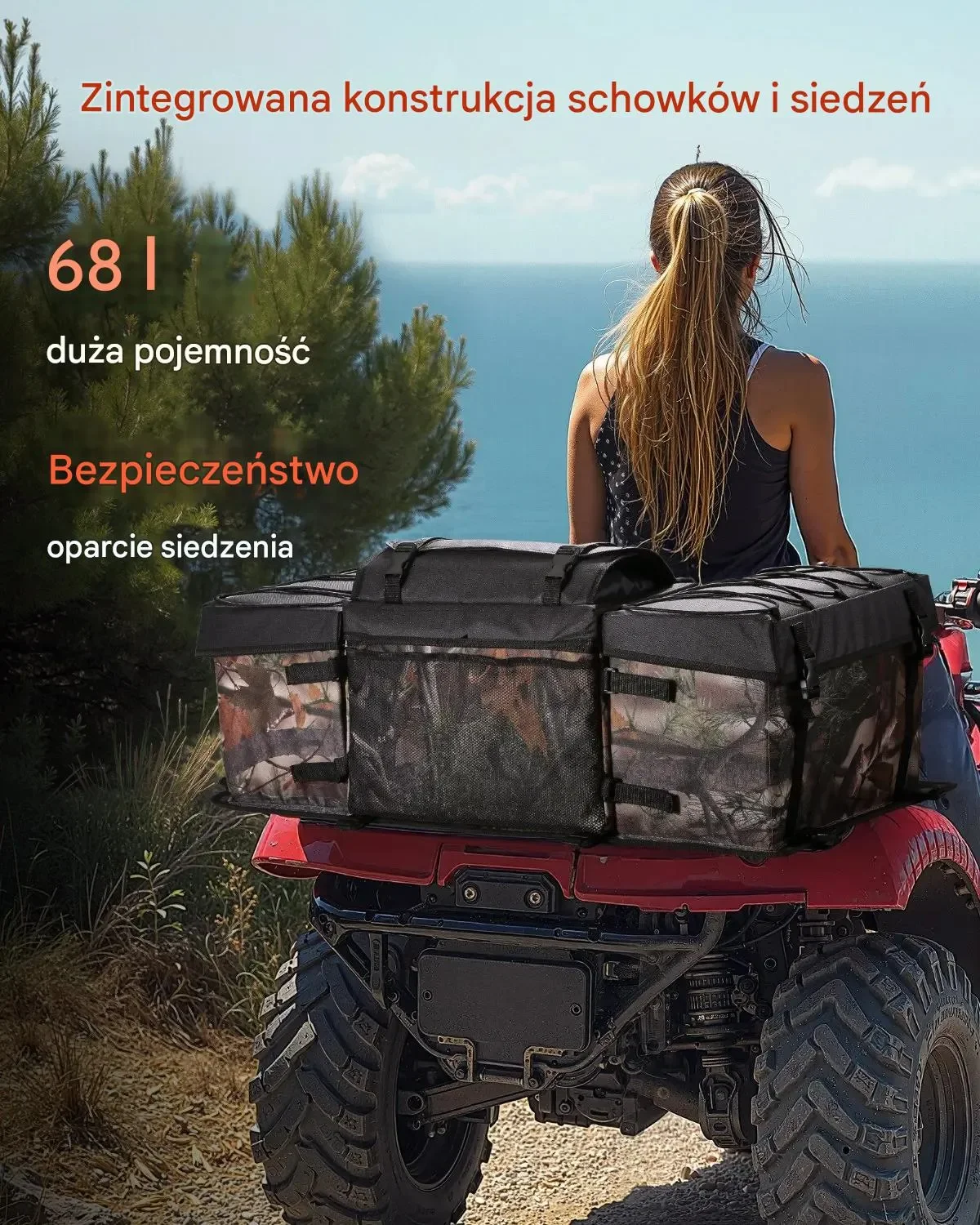 Torba bagażowa ATV tylna 68L z siedziskiem i uchwytem na butelkę - obrazek 2