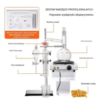 Zestaw szkła laboratoryjnego do destylacji z płytą grzewczą 1000 W
