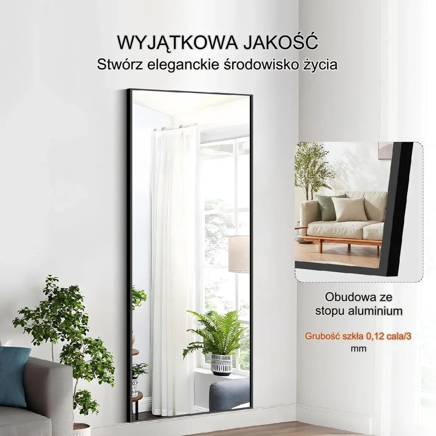 Lustro stojące do przymierzalni salonu garderoby i sypialni - obrazek 3