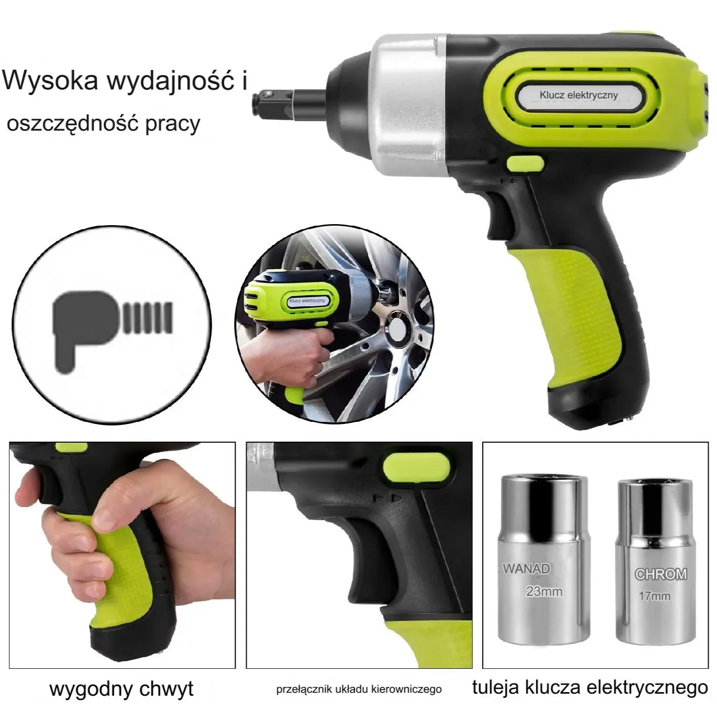 Elektryczny podnośnik samochodowy 5t z kluczem udarowym 420Nm i pompką 12V - obrazek 3