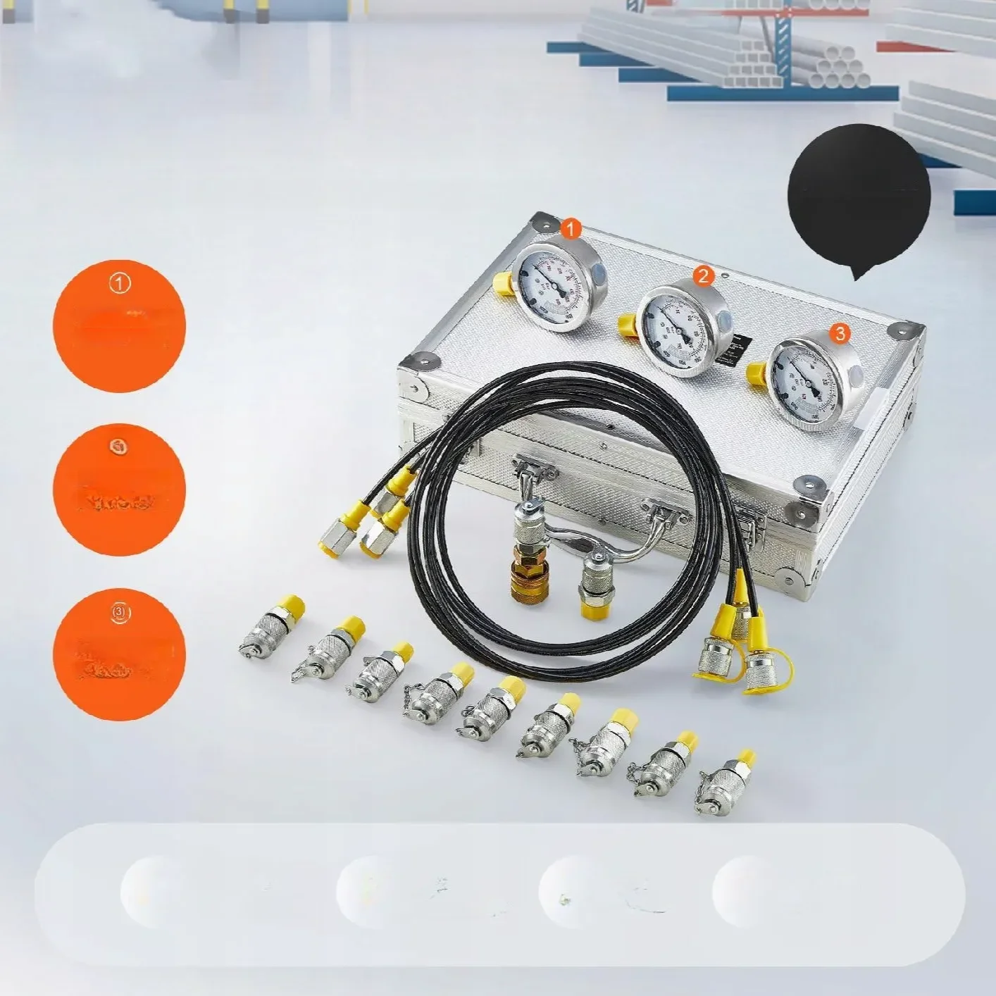 Zestaw do pomiaru ciśnienia hydraulicznego 11 złączy - obrazek 5