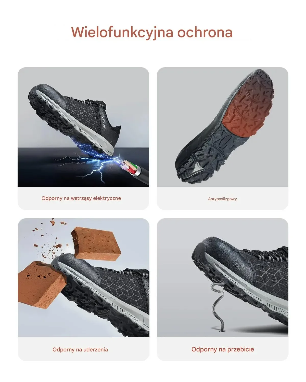 Buty robocze męskie rozmiar 41,5 nieprzemakalne czarne - obrazek 4