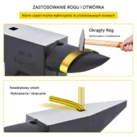 Kowadło stalowe 60kg kuta stal twardość 55 do kuźni otwór 35 mm