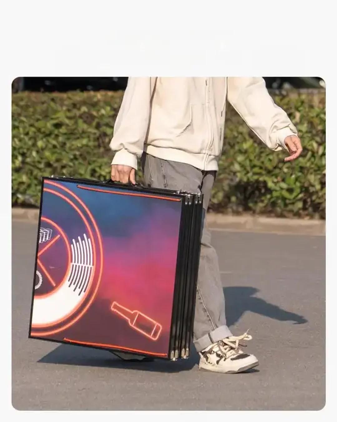 Stół do beer ponga z regulacją wysokości składany gra towarzyska 2,4m + LED - obrazek 3