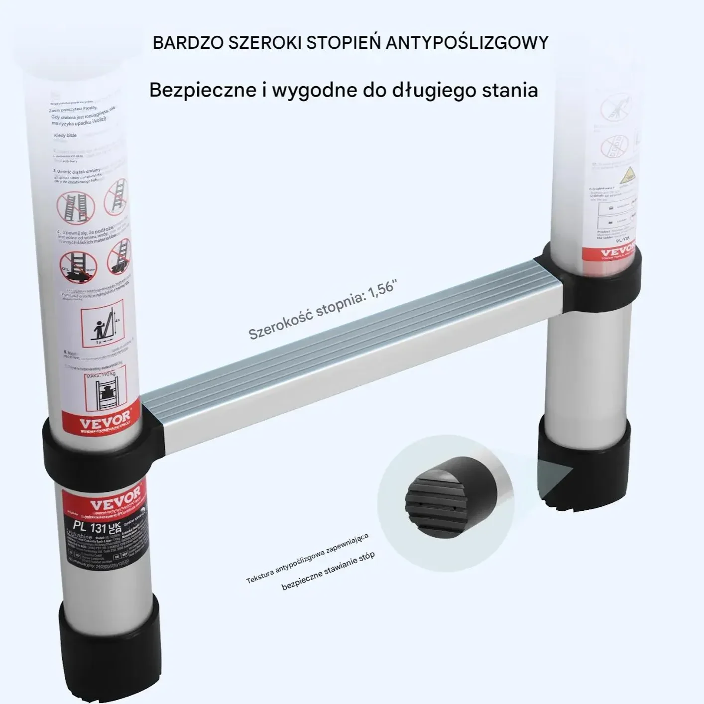 Drabina teleskopowa 3,8m A kształt ze stabilizatorem bezpieczna - obrazek 3