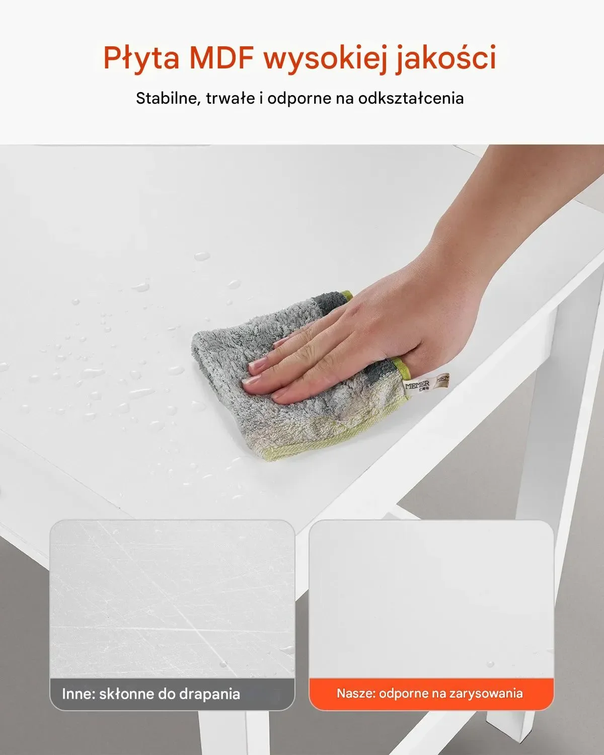 Biurko dziecięce z szufladami 90x50 cm proste do pokoju białe - obrazek 6