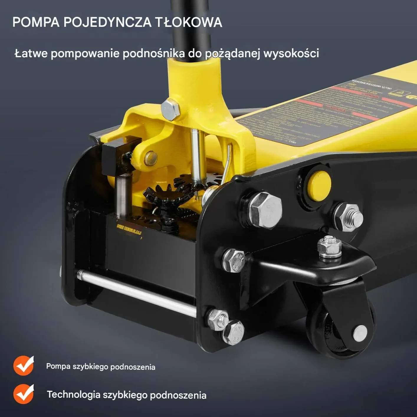 Podnośnik Hydrauliczny 3T niskoprofilowy stalowy do warsztatu - obrazek 4