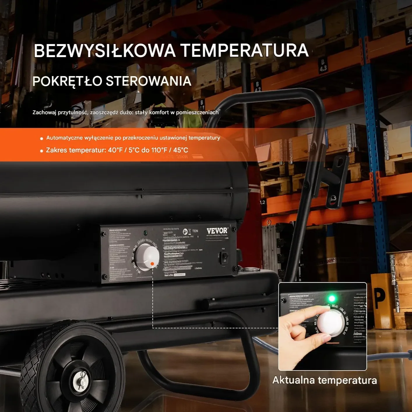 Nagrzewnica Olejowa Nagrzewanie Postojowe z Termostatem 5°C-45°C 400 m3 - obrazek 2