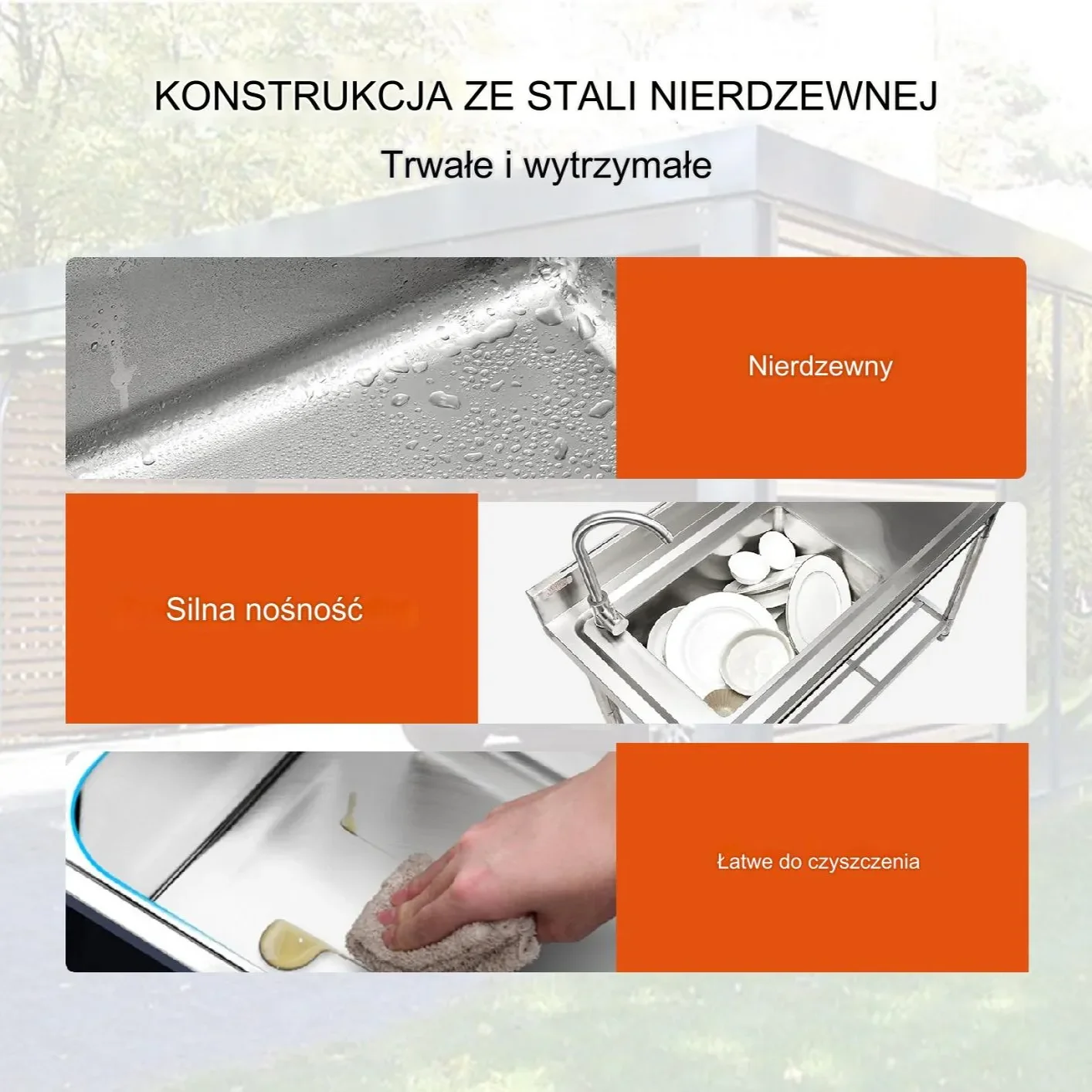 Zlewozmywak zlew stojący nierdzewny 120x50x95 cm blat roboczy gastronomia - obrazek 10