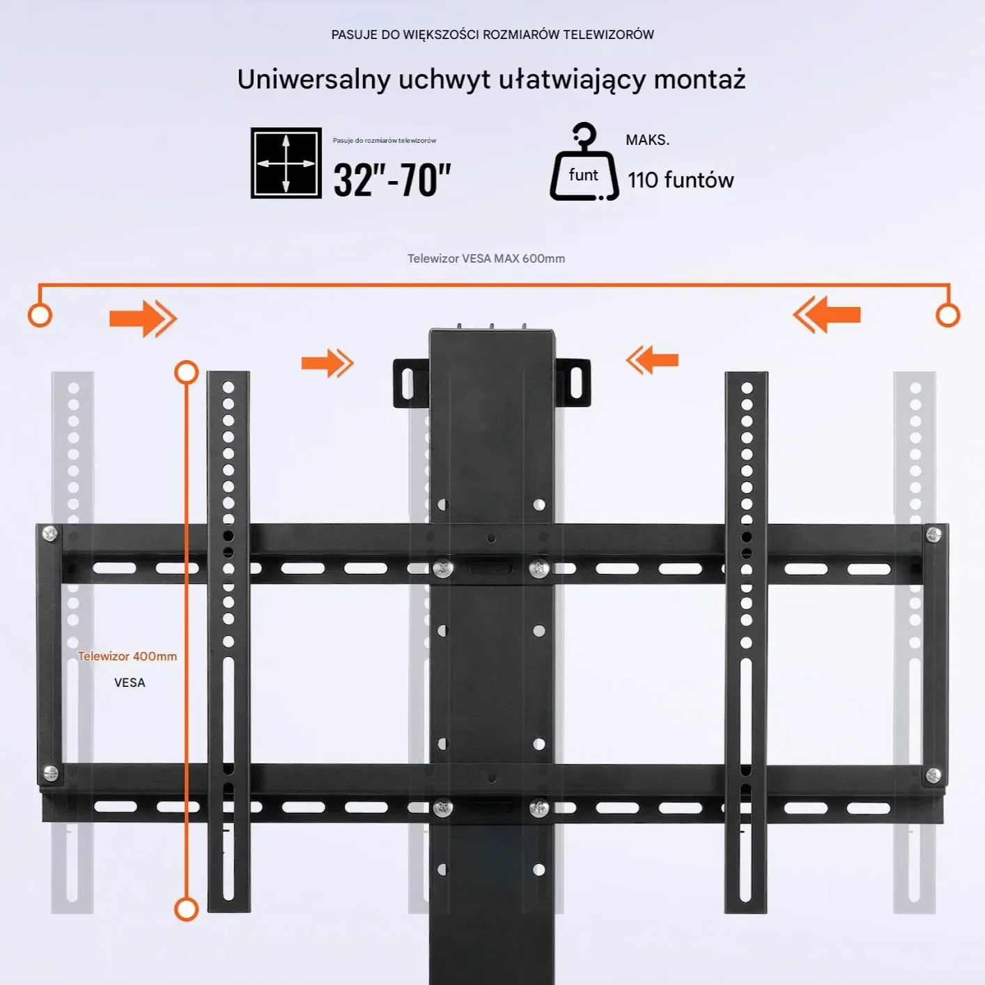 Wysuwany stelaż uchwyt elektryczny do telewizora winda 42 - 73 cale - obrazek 2
