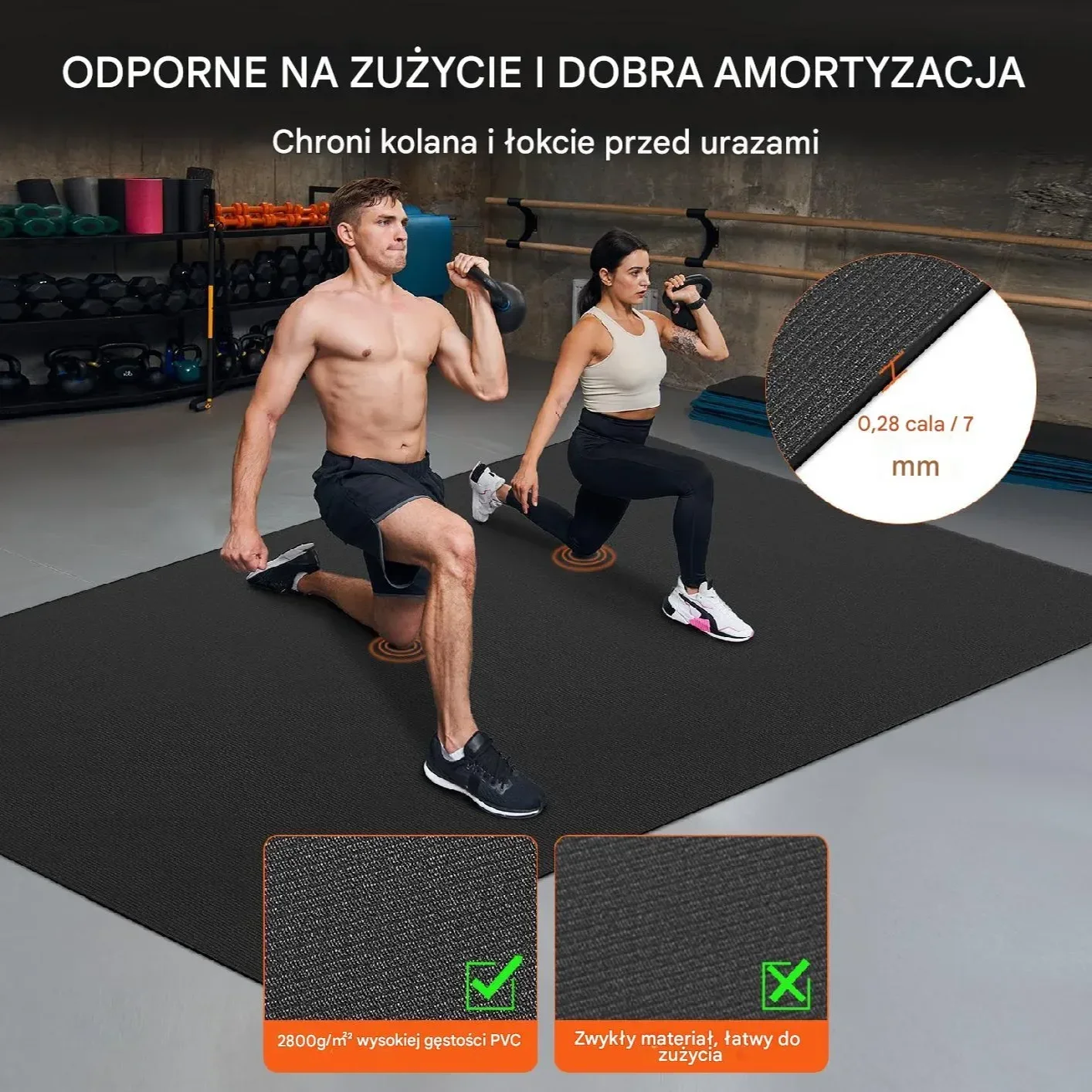 Mata do ćwiczeń 240x150 cm antypoślizgowa fitness yoga pilates - obrazek 3