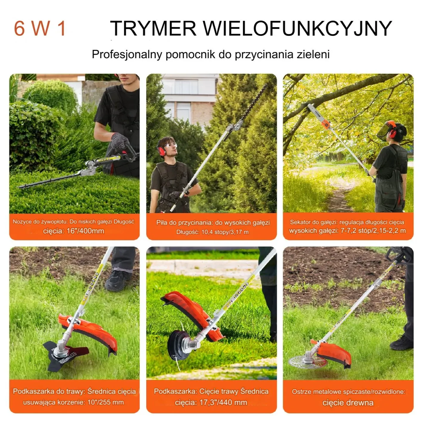 Podkaszarka spalinowa 6w1 43cm³ multifunkcyjna żywopłot chwastówka - obrazek 3