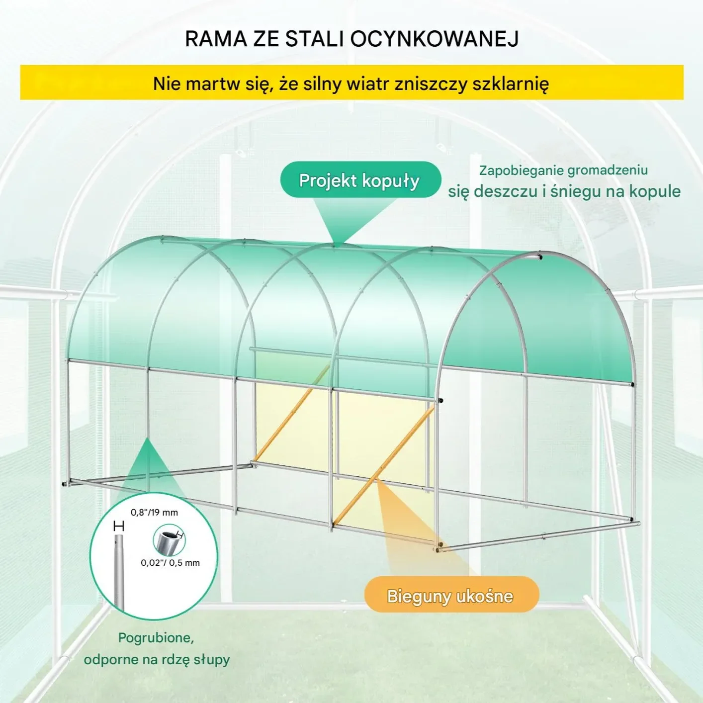 Tunel foliowy ogrodowy szklarnia 4.5x2x2 m - obrazek 2