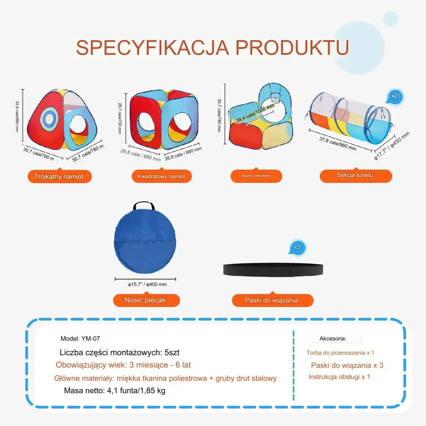 Namiot dla Dzieci Tipi Domek Wigwam Tunel do Domu Ogrodu Zestaw Ogrodowy - obrazek 4