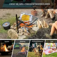 Palenisko grill ruszt ogniskowy ogrodowy wiszący kwadratowy przenośny+torba