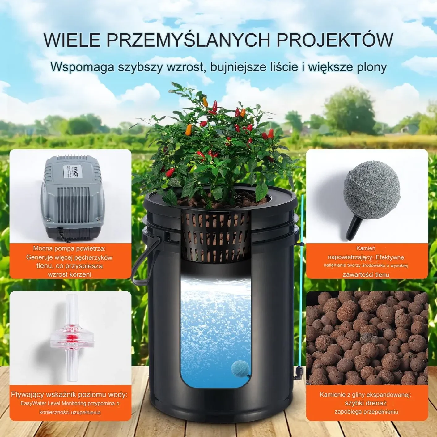 System do Uprawy Hydroponicznej Cztery Doniczki - obrazek 2