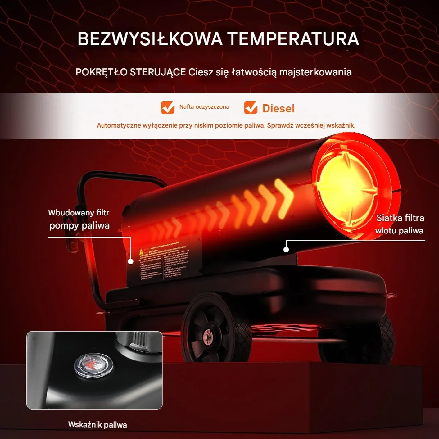 Nagrzewnica Olejowa Nagrzewanie Postojowe z Termostatem 5°C-45°C 400 m3 - obrazek 3