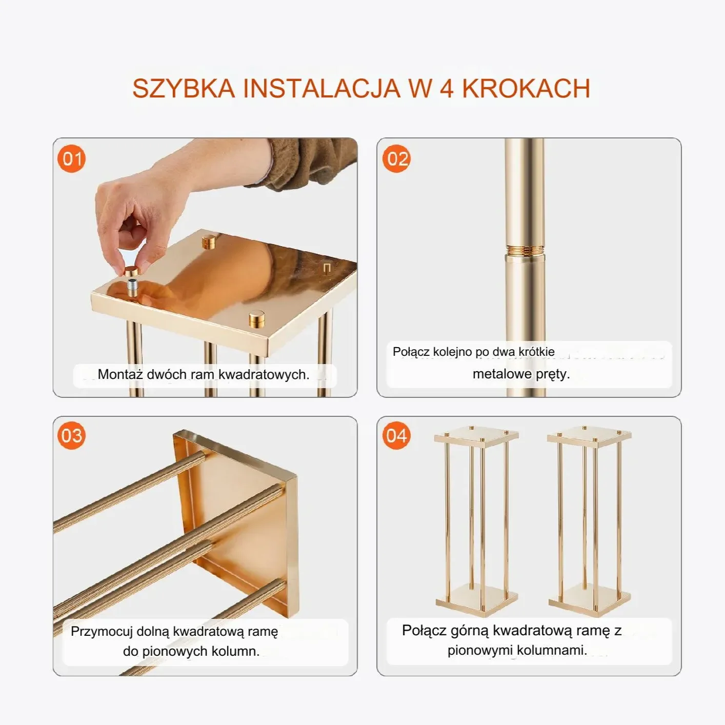 Stojak weselny na salę złoty kolor ślub wesele kwietnik kwiaty 2 szt. 80 cm - obrazek 3