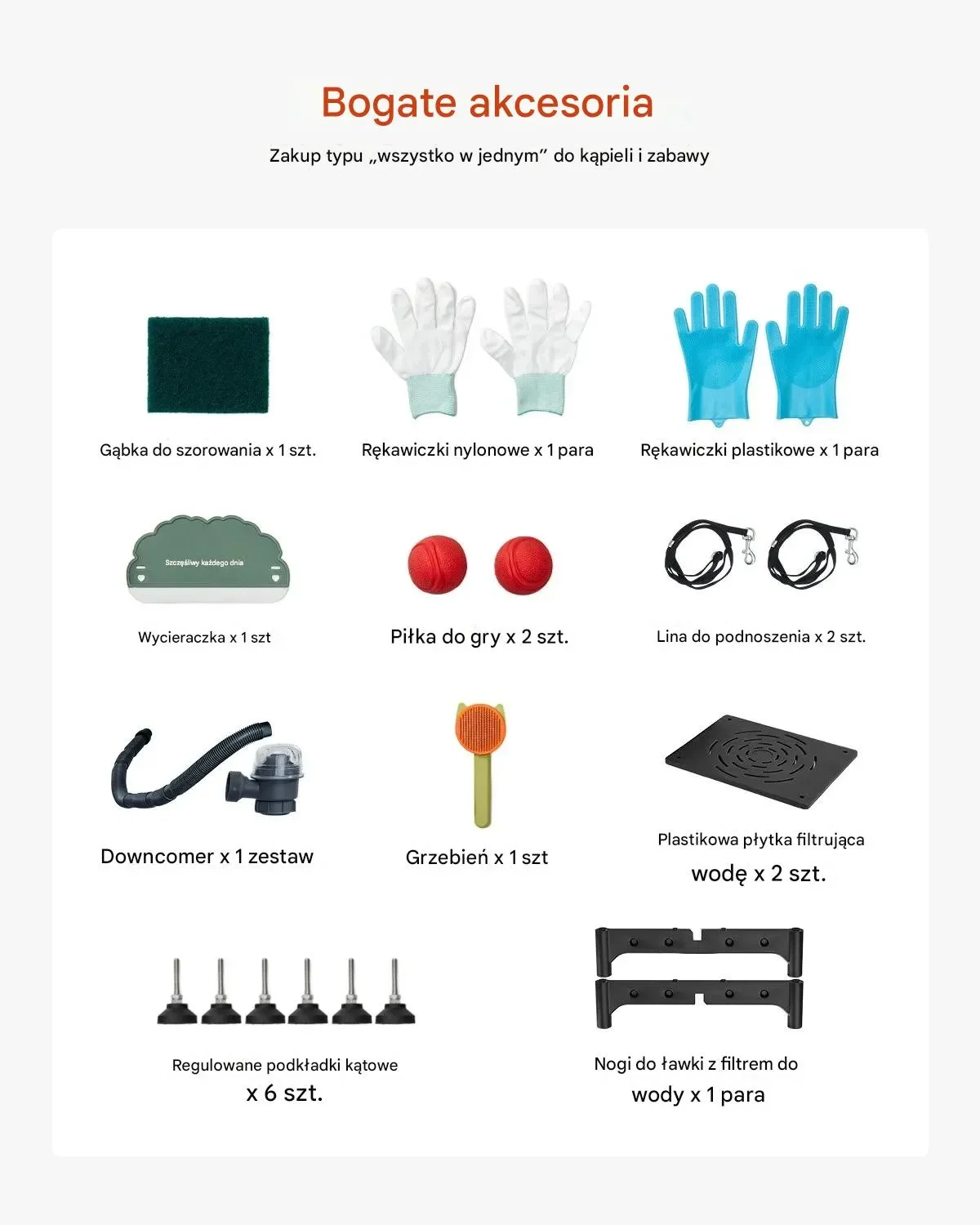 Wanna groomerska 127 cm stal rampa filtr prysznic dozownik drzwi prawe - obrazek 6