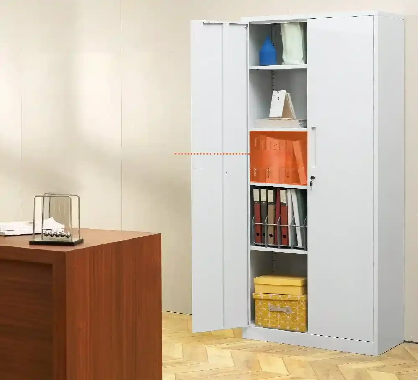 Szafa Biurowa Metalowa Na Dokumenty Akta 80x40x180 cm biała - obrazek 6