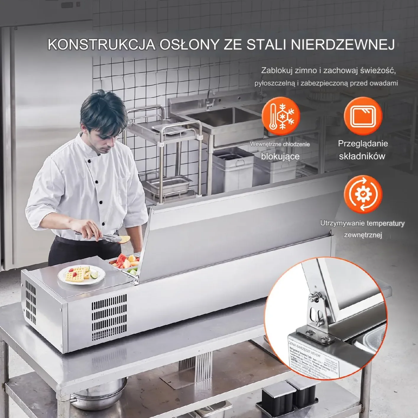 Blat Chłodniczy do Przygotowywania Sałatek 155 W - obrazek 3