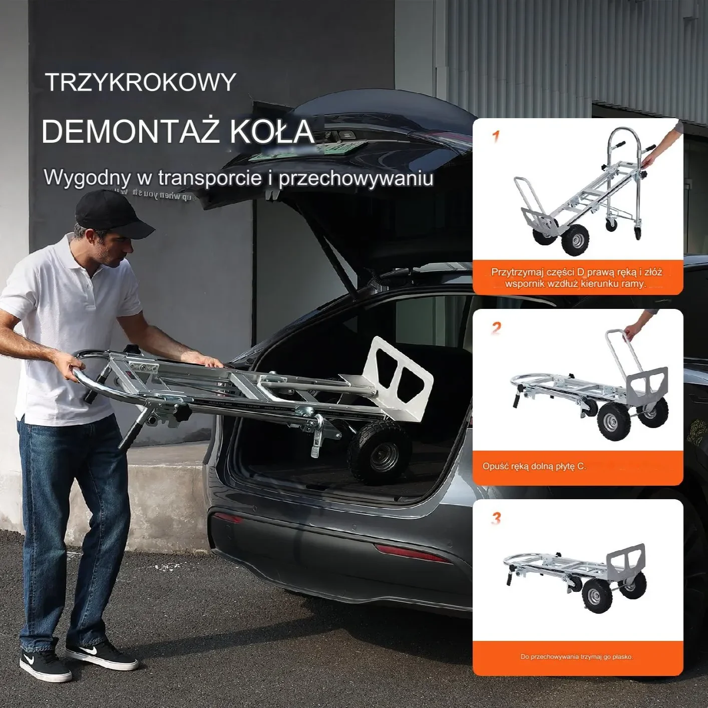 Wózek transportowy magazynowy składany aluminiowy 454 kg - obrazek 11